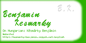 benjamin kesmarky business card