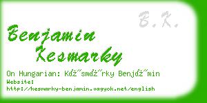 benjamin kesmarky business card